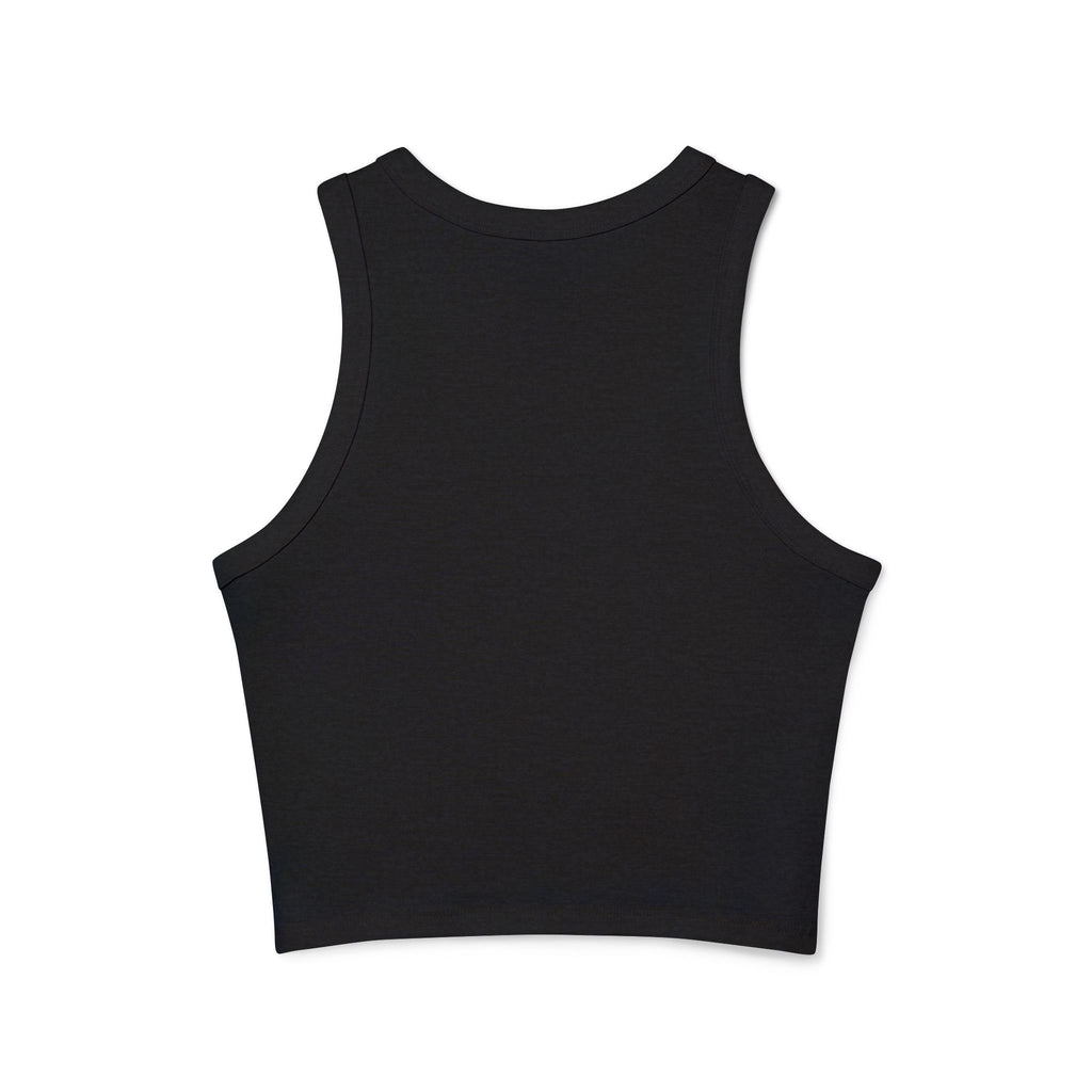 Give Black to HBCUs Racer Tank Top — Camouflage Text Women's Crop Tank