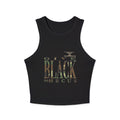 Give Black to HBCUs Racer Tank Top — Camouflage Text Women's Crop Tank