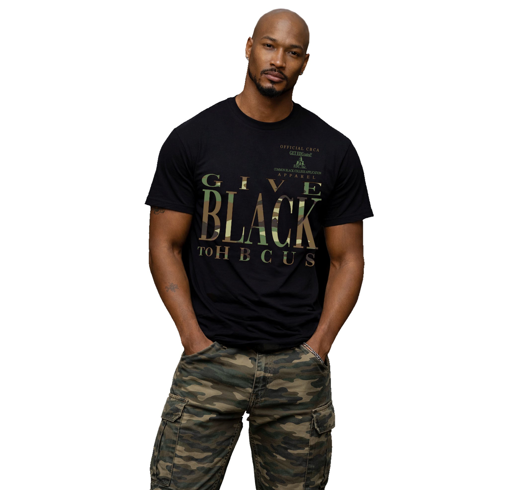 Give Back To HBCUs Camouflage Design T-shirt